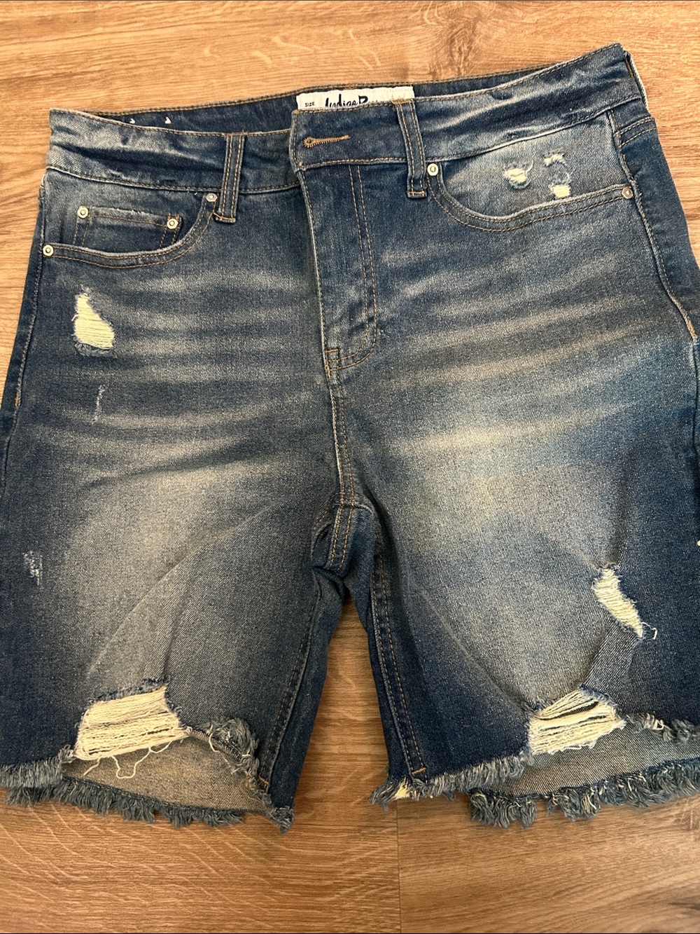 Indigo Rein Denim Distressed Women’s stretch Denim Shorts - Blue
